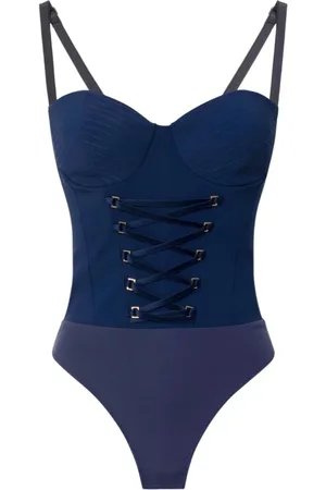 Elisabetta Franchi Top, Dame, Blå, XS, Satin, Blå Bodysuit med Satinbånd