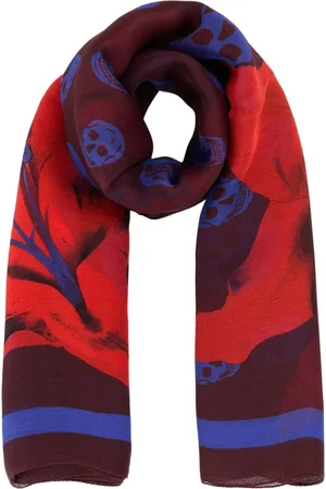 Alexander McQueen Tilbehør, Dame, Flerfarvet, ONE SIZE, Silketrykt Foulard Tørklæde