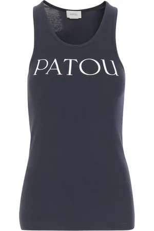 Patou Top, Dame, Blå, L, Bomuld, Logo Tank Top Navy White Cotton