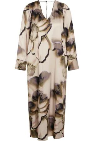 RUE de FEMME Kjole, Dame, , M, Elegant Blomstret Kjole Vaniljecreme