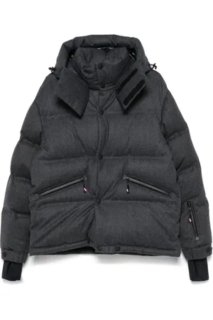Moncler Jakke, Herre, Grå, XL, Uld, Quiltet Grå Vinterjakke