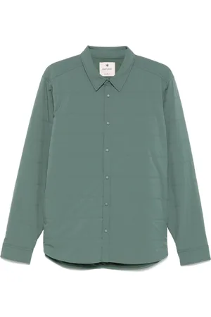 Snow Peak Skjorte, Herre, Grøn, 2XL, Quiltet grøn skjorte med trykknaplukning