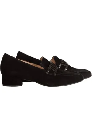 Hassia Sko, Dame, Sort, 37 EU, Uld, Metallic Loafer med Antraciet Detalje