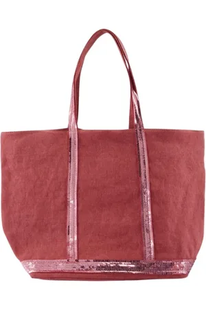 Vanessa Bruno Taske, Dame, Lyserød, ONE SIZE, Læder, Rosa Linned Shoppingtaske med Læderforing