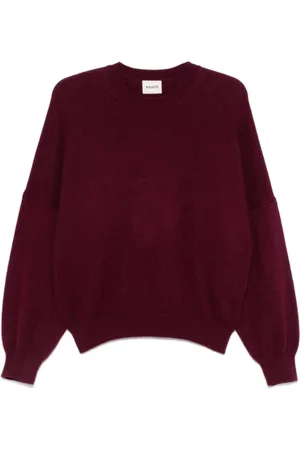 Khaite Strik, Dame, Rød, S, Uld, Aubergine Crew Neck Sweater