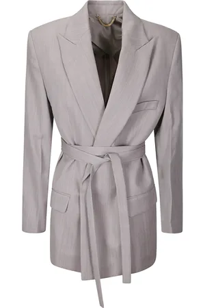 Victoria Beckham Jakke, Dame, , 2XS, Uld, Bæltet jakke til stilfuldt look