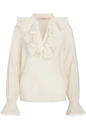 RUE de FEMME Bluser & Skjorter, Dame, Hvid, XL, Nadia Bluse med romantiske flæser