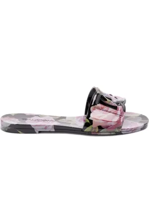 Dolce & Gabbana Sko, Dame, Flerfarvet, 39 EU, Roser Print Slide Sandaler