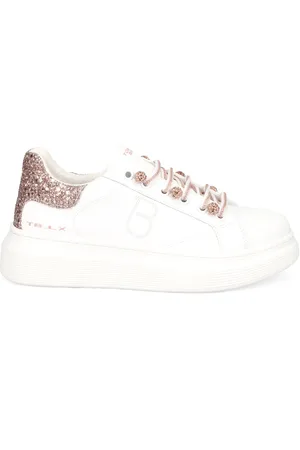 Tosca Blu Sko, Dame, Hvid, 36 EU, Læder, Hvide lædersneakers med glitter
