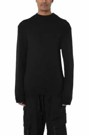 LA HAINE INSIDE US Strik, Herre, Sort, 2XL, Uld, Sort Ribstrikket Sweater Lm279