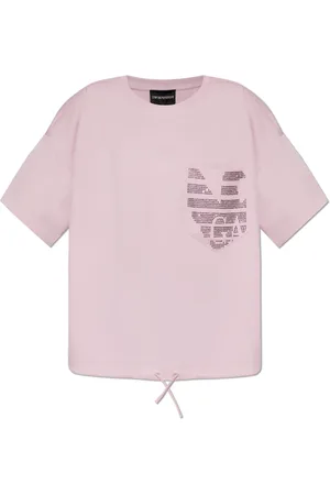 Emporio Armani Top, Dame, Lyserød, S, Bomuld, T-shirt med logo