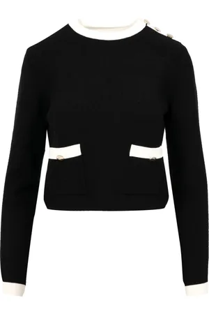 Kaos Strik, Dame, Sort, S, Uld, Ribstrik Crew-Neck Sweater