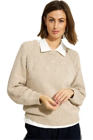 In Front Strik, Dame, , L, Bomuld, Camomile Strikbluse Sand