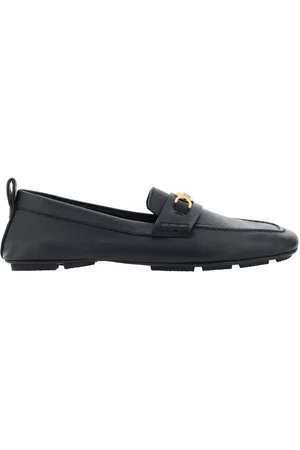 VERSACE Sko, Herre, Sort, 44 EU, Læder, Læder Driver Loafers med Metallic Detalje