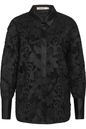 RUE de FEMME Bluser & Skjorter, Dame, Sort, S, Polyester, Elegant Denise Skjorte med Blonder