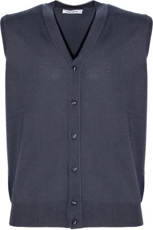 KANGRA CASHMERE Strik, Herre, Grå, M, Uld, Grå Uld V-Hals Ærmeløs Vest
