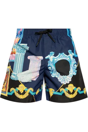 VERSACE Badetøj, Herre, Blå, 2XL, Polyester, Svømmeshorts med galleriprint