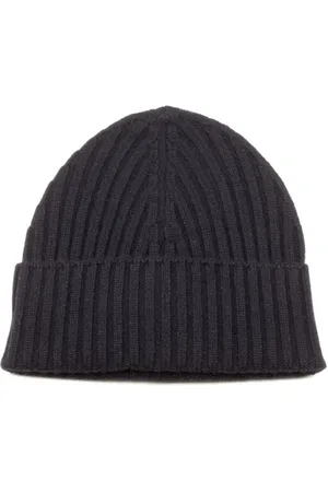 KANGRA CASHMERE Tilbehør, Herre, Blå, ONE SIZE, Cashmere, Blå Cashmere Ribstrikket Hat