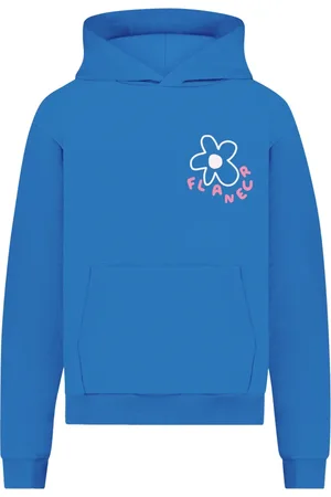 FLÂNEUR Sweathshirts & Hoodies, Herre, Blå, L, Uld, Blomst Hættetrøje til Mænd