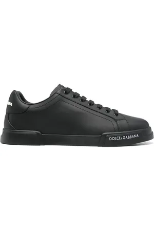 Dolce & Gabbana Sko, Herre, Sort, 40 1/2 EU, Læder, Sort Snøresneaker Gummisål