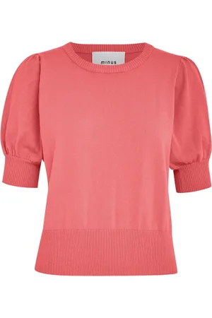 Minus Strik, Dame, Lyserød, 2XL, Uld, Strik Tee i Desert Rose