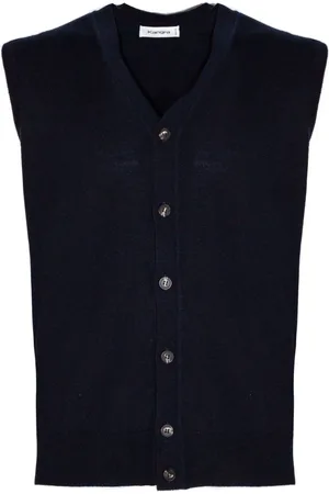KANGRA CASHMERE Strik, Herre, Blå, L, Uld, Blå Uld V-Hals Ærmeløs Vest