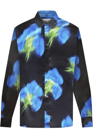 FLÂNEUR Skjorte, Herre, Flerfarvet, S, Blurred Flower Hooded Shirt