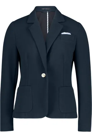 Betty Barclay Jakke, Dame, Blå, 2XL, Uld, Skræddersyet kort blazer med reverskrave