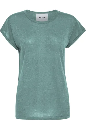 Minus Top, Dame, Blå, XS, Tyl, Glitrende Blå Strik T-shirt