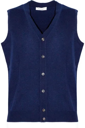KANGRA CASHMERE Jakke, Herre, Blå, M, Uld, Blå Uld Kashmir Blanding Vest