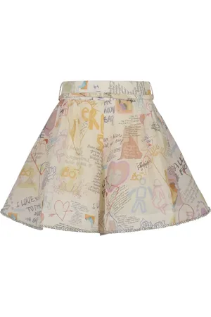 ZIMMERMANN Shorts, Dame, Flerfarvet, S, Uld, Belted Tuck Skort