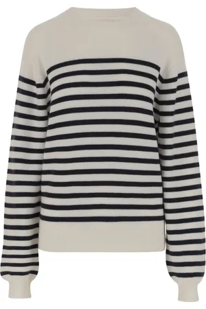 Khaite Strik, Dame, Flerfarvet, XS, Cashmere, Stribet Cashmere Crew Neck Sweater