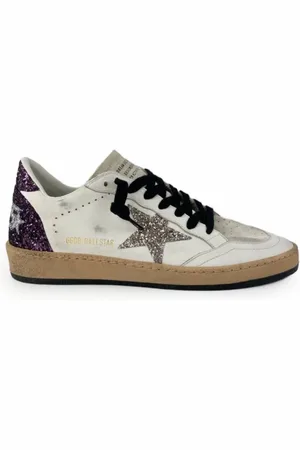 Golden Goose Sko, Dame, Hvid, 36 EU, Læder, Hvide sneakers med skinnende lilla hæl