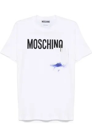 Moschino Top, Herre, Hvid, XL, Hvid Crew Neck T-shirt med Print