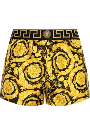 VERSACE Undertøj, Herre, Gul, 2XL, Silke lingeri shorts med Barocco print