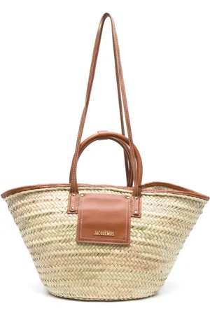 Jacquemus Taske, Dame, Brun, ONE SIZE, Uld, Raffia Læder Skuldertaske med Logo