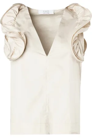 Kaos Bluser & Skjorter, Dame, Hvid, S, Geometrisk Rynkebluse
