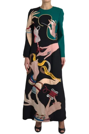 Dolce & Gabbana Kjole, Dame, Flerfarvet, XL, Uld, Multifarvet Uld A-Linje Kjole
