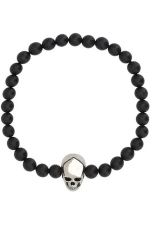 Alexander McQueen Tilbehør, Herre, Sort, ONE SIZE, Uld, Dødningehoved Armbånd, Stræk Design, 3D Detalje