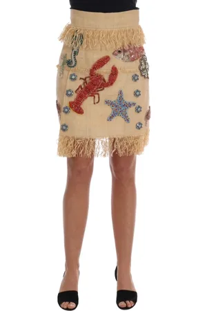 Dolce & Gabbana Nederdel, Dame, , 3XS, Tyl, Krystaludsmykket højtaljet nederdel