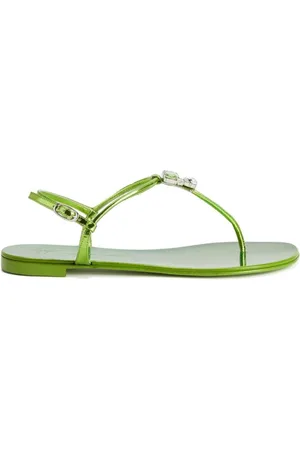Giuseppe Zanotti Sko, Dame, Grøn, 37 1/2 EU, Uld, Flade sandaler