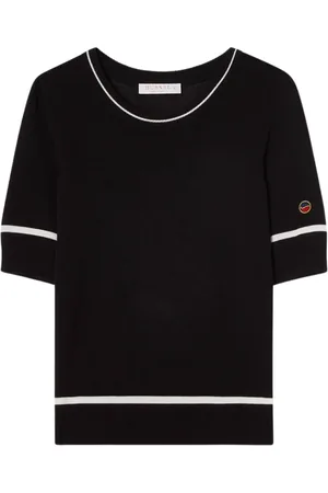 BUSNEL Strik, Dame, Sort, XS, Bomuld, Karla Kontrast Top