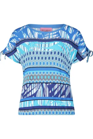 Betty Barclay Bluser & Skjorter, Dame, Flerfarvet, 3XL, Uld, Stribet Casual Skjorte med Rynkning