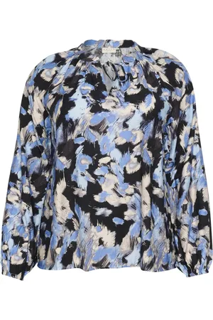 Kaffe Bluser & Skjorter, Dame, Flerfarvet, 7XL, Uld, Grafiske Striber V-Hals Bluse