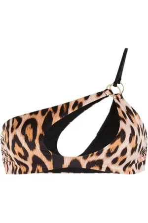 Roberto Cavalli Badetøj, Dame, Brun, M, Uld, Leopard Print Bikini Top