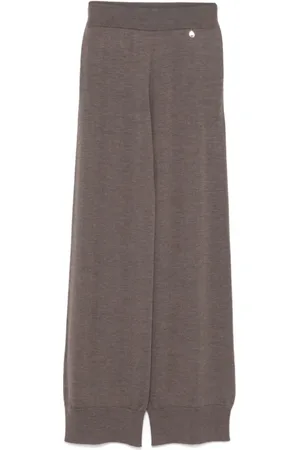 Stella McCartney Bukser, Dame, Brun, L, Uld, Kaffebrune Joggingbukser med Elastisk Talje