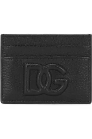 Dolce & Gabbana Tilbehør, Herre, Sort, ONE SIZE, Læder, Kornet Sort Læder Kortholder