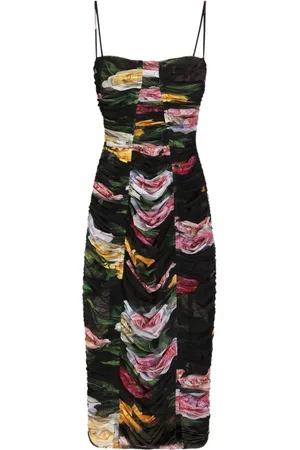 Dolce & Gabbana Kjole, Dame, Flerfarvet, XS, Uld, Pink Ruched Bodice Kjole