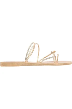 Ancient Greek Sandals Sko, Dame, , 37 EU, Uld, Krystalpyntede platin sandaler