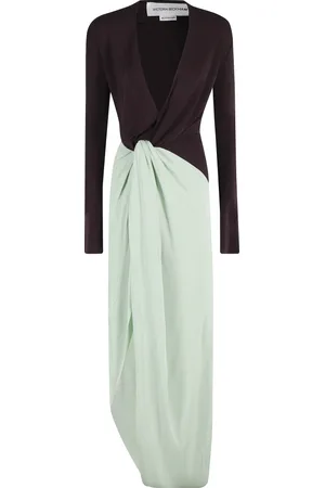 Victoria Beckham Kjole, Dame, Flerfarvet, XS, Elegant Knude Detalje Jersey Kjole